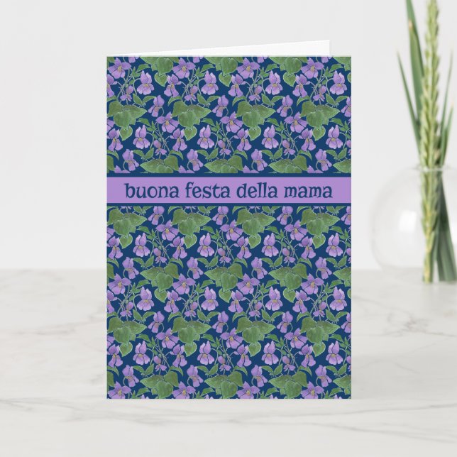 Violets, carte de fête des mères, salut italien (Devant)
