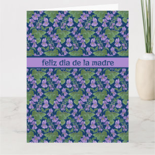 Violets, carte de fête des mères, salutation espag