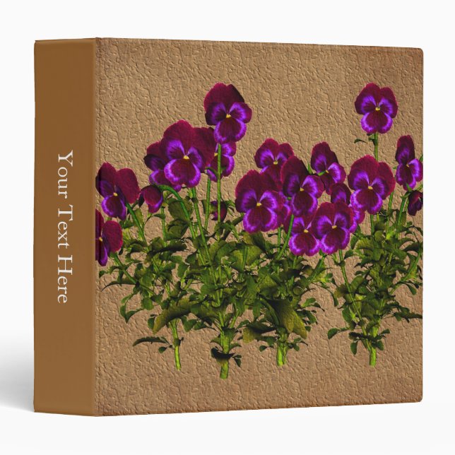 Violets Faux Vintage Look Floral Binder (Front/Spine)