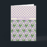 Violets, February Birthday Card for Girlfriend<br><div class="desc">A pretty Birthday Card for a Girlfriend,  with mix'n'match patterns of Violets and Mauve Polka Dots on an Ecru background; from a hand-painted,  watercolour motif by Judy Adamson.</div>
