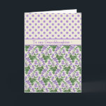 Violets, February Birthday Card, Granddaughter Card<br><div class="desc">A pretty Birthday Card for a Granddaughter,  with mix'n'match patterns of Violets and Mauve Polka Dots on an Ecru background; from a hand-painted,  watercolour motif by Judy Adamson.</div>