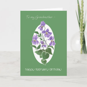 Violets, February Birthday Card, Grandmother Card