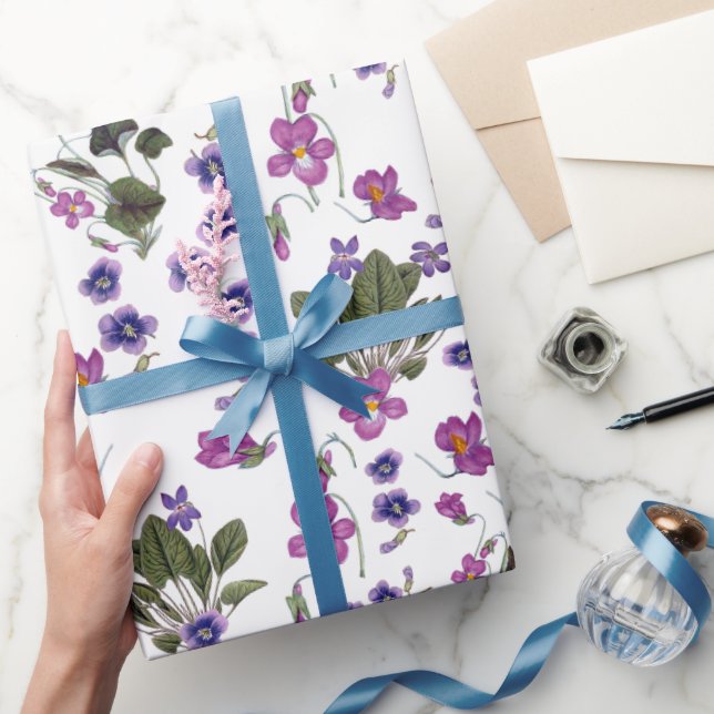 Violets Garlands Floral 30" x 6' Wrapping Paper (Gifting)