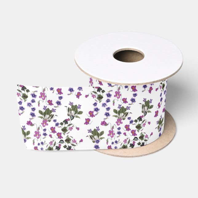 Violets Garlands Satin Ribbon 3" (Spool)