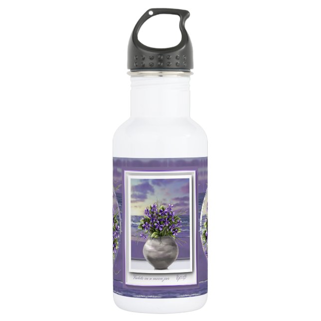 violets in a moon jar 532 ml water bottle (Front)