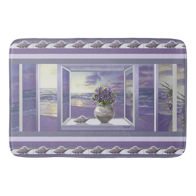 violets in a moon jar bath mat (Front)