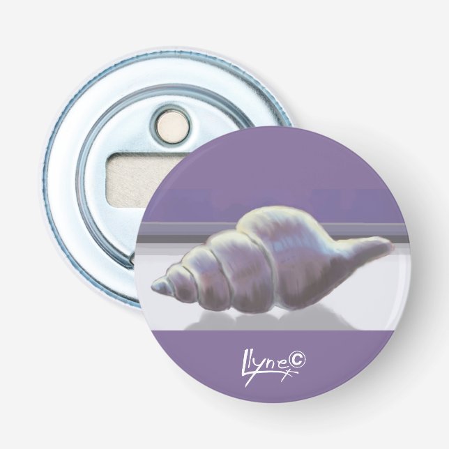 violets in a moon jar bottle opener (Front)