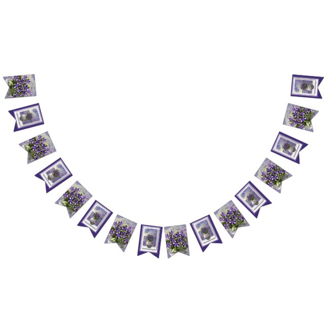 violets in a moon jar bunting flags (All)