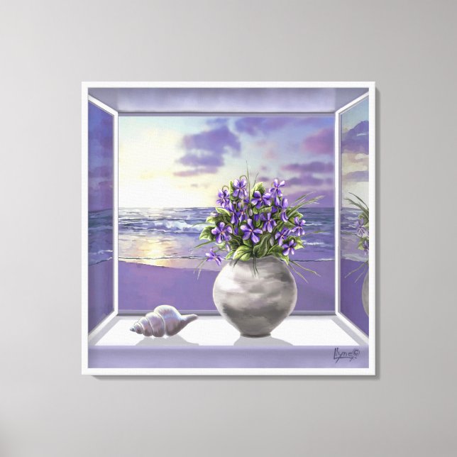 violets in a moon jar canvas print (Front)