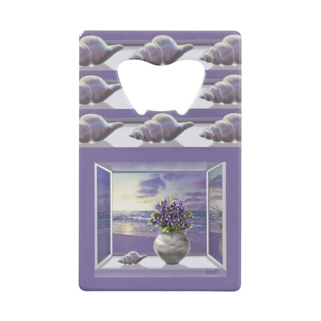 violets in a moon jar credit card bottle opener (Front)