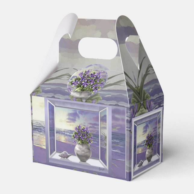 violets in a moon jar favor box (Front Side)