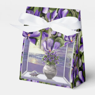 violets in a moon jar favor box