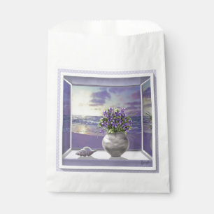 Violets in a moon jar, favour bag
