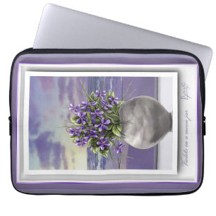 violets in a moon jar laptop sleeve