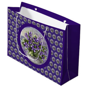 violets in a moon jar large gift bag