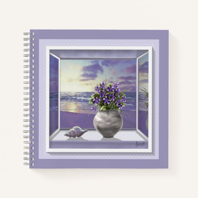 violets in a moon jar notebook (Front)