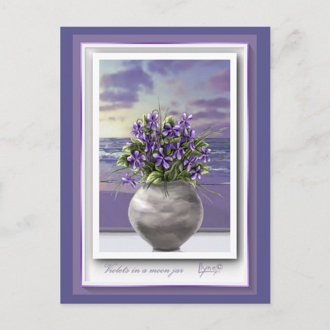violets in a moon jar postcard (Front)