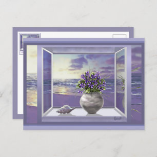 violets in a moon jar postcard