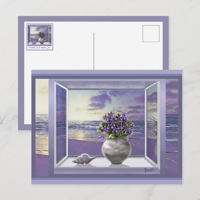 violets in a moon jar postcard (Front/Back)