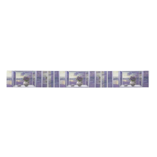 violets in a moon jar satin ribbon (Front)