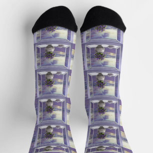 violets in a moon jar socks