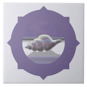 violets in a moon jar tile