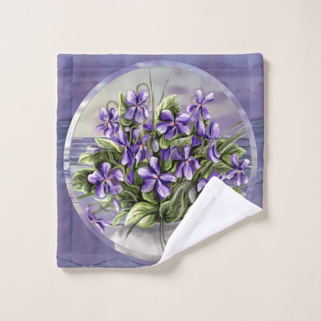 violets in a moon jar wash cloth (Wash Cloth)
