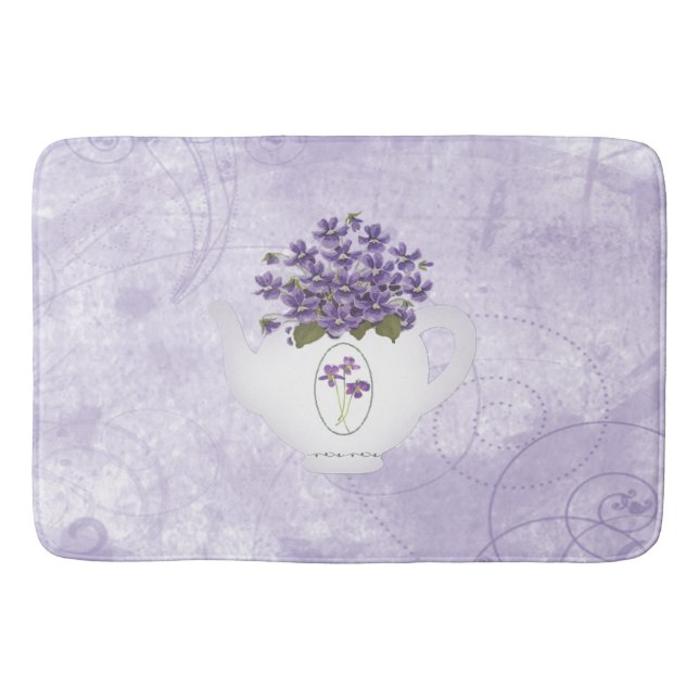 Violets In Teapot  Bath Mat (Front)