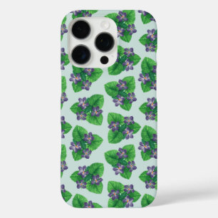 Violets on sea glass blue iPhone 16 pro case