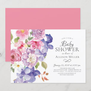 Violets violets Floraux BÉBÉ Douche Invitations