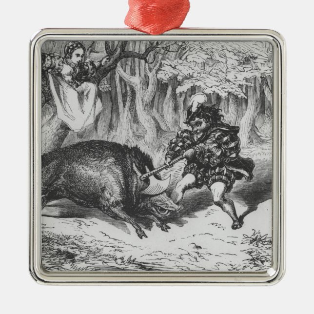 Violette and Ourson Metal Ornament (Front)