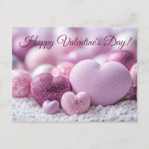 Violette Herzen mit Glitter Valentinstag Postcard