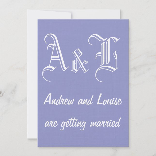 Violette Tulipe et Faire-part de mariage blanc (Devant)