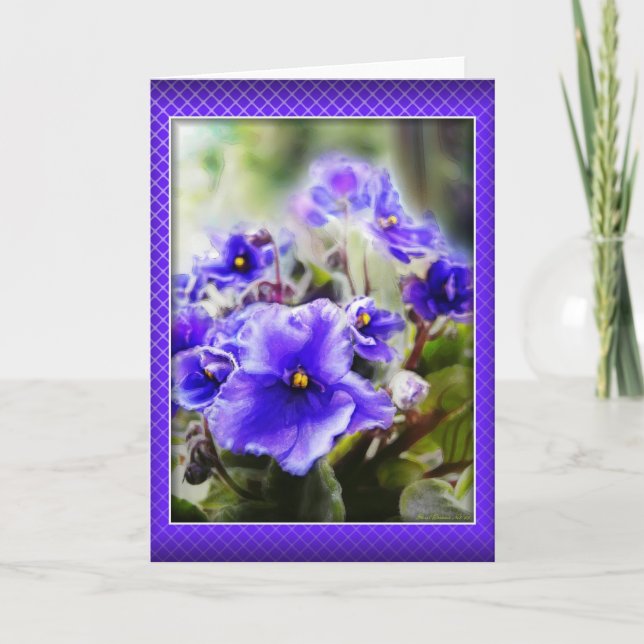 Violettes dans la fenêtre - Carte (Devant)