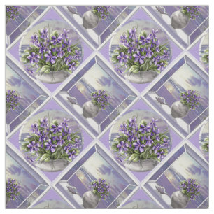 Violettes in a moon jar fabric