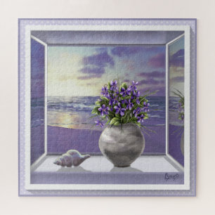 Violettes in a moon jar jigsaw puzzle