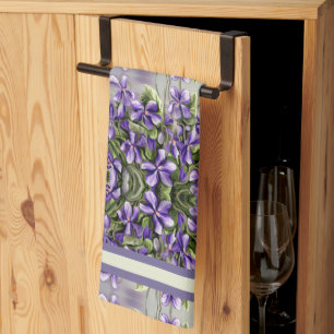 Violettes in a moon jar kitchen towel