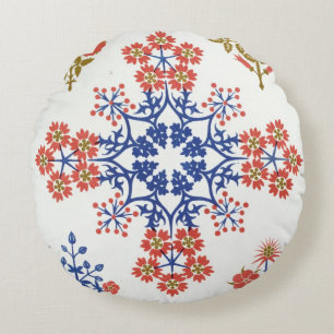 Violiet, iris and tulip motif wallpaper design, pr round pillow