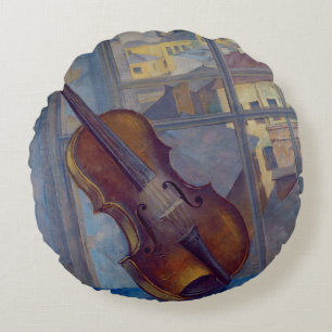 Violin, 1918 round pillow