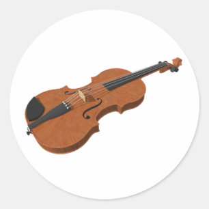 Violin: 3D Model: Classic Round Sticker