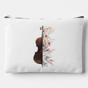 Violin among flowers. Bouquet of flowers. Accessory Pouch