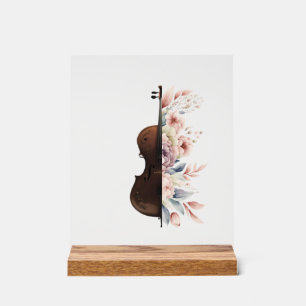 Violin among flowers. Bouquet of flowers. Acrylic Sign