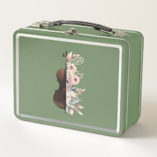Violin among flowers. Bouquet of flowers. Metal Lunch Box
