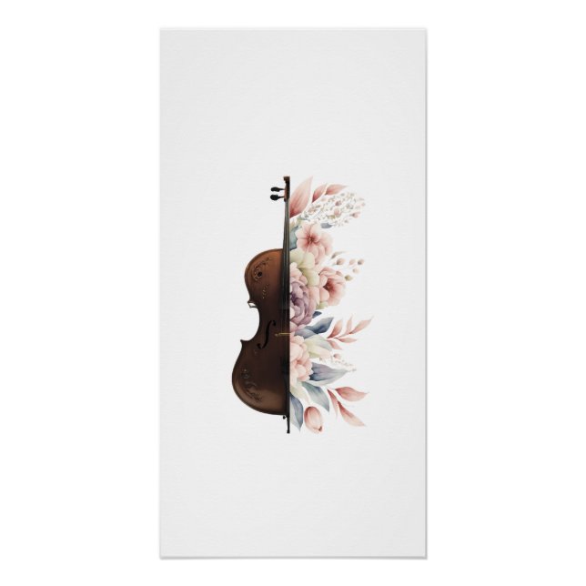 Violin among flowers. Bouquet of flowers. Poster (Front)