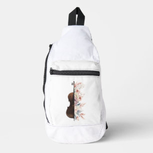 Violin among flowers. Bouquet of flowers. Sling Bag