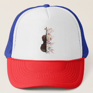 Violin among flowers. Bouquet of flowers. Trucker Hat