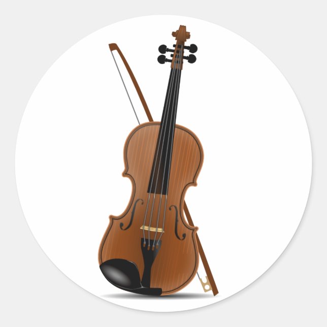 Violin and Bow Classic Round Sticker (Front)