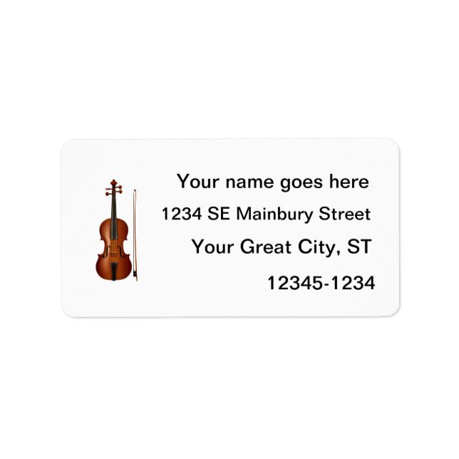 VIolin and bow realistic graphic Label (Front)