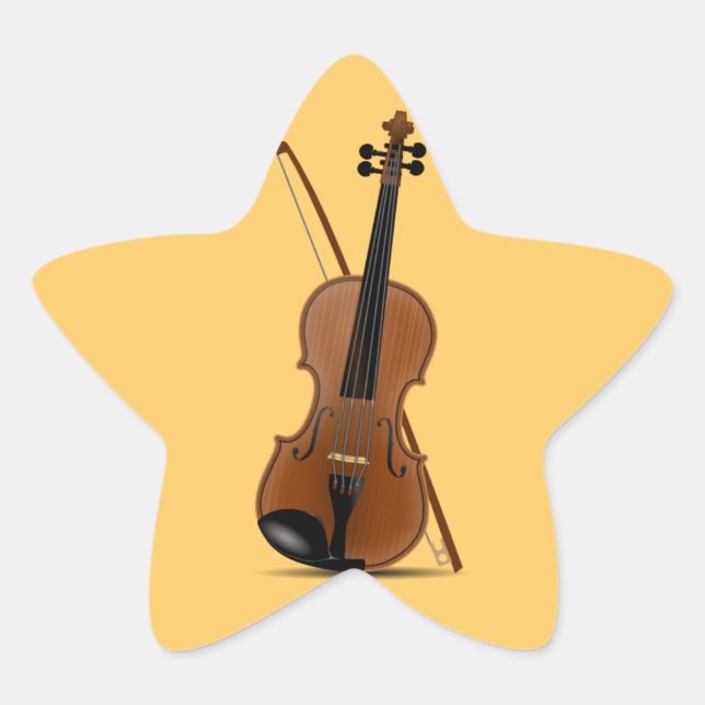 Violin and Bow star-shaped sticker (Front)