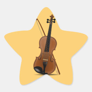 Violin and Bow star-shaped sticker